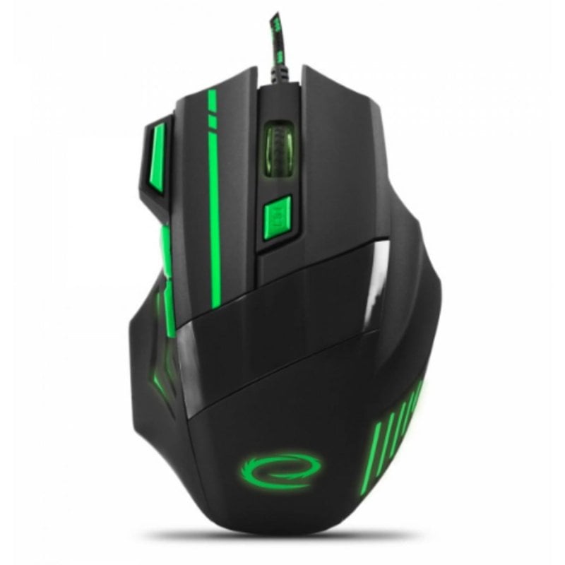 esperanza Souris Esperanza EGM201G USB 2400DPI Black Green 7 Boutons Rétroéclairage