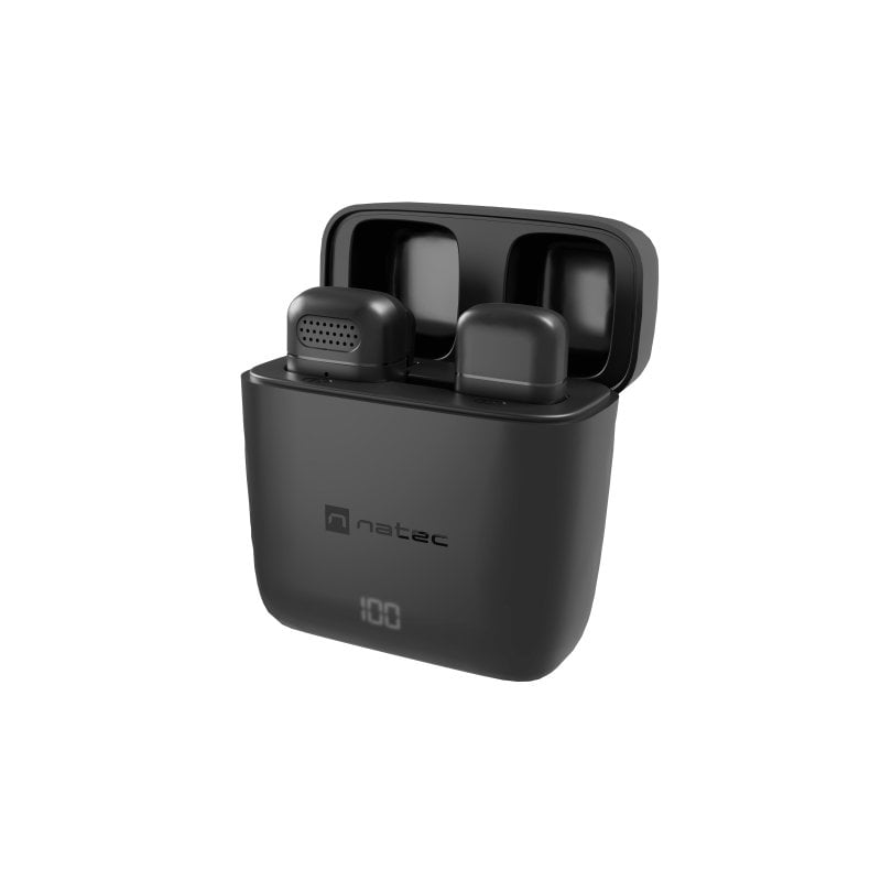 natec Microphone cravate sans fil Natec Hopper SNR 65 dB avec étui de transport