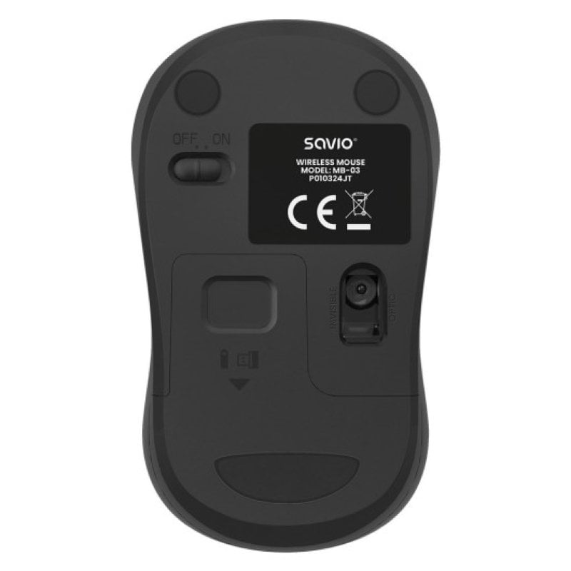 savio Souris sans fil Savio 1000 DPI Bluetooth USB Compact Black Récepteur inclus