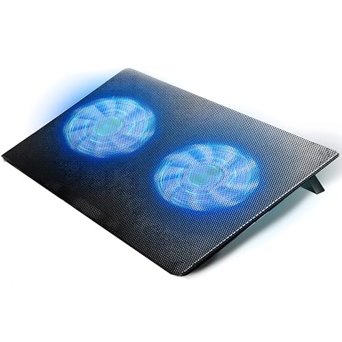 Retoo Refroidisseur Ordinateur Portable LED 12-17' avec 2 Ventilateurs et 6 hauteurs réglables - éviter la surchauffe Portable, PS5, Xbox One Noir, 33 x 3 24 cm