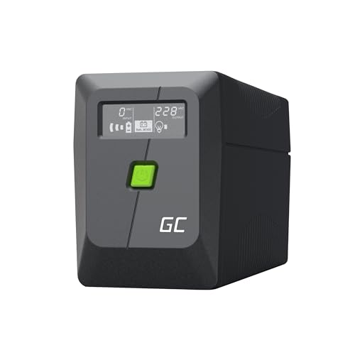 Greencell UPS 850VA 480 W PowerProof avec écran LCD – Onde sinusoïdale modifiée, Protection de Courant pour appareils, Batterie 12 V 9 Ah, Protection Contre Les surtensions, Alimentation de Secours