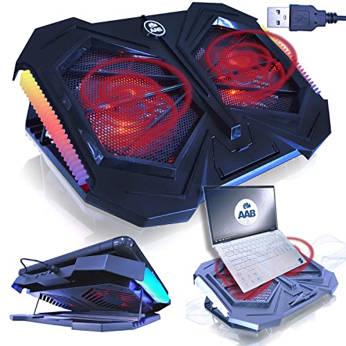 AABCOOLING Mantis - Éclairage RVB, Ventilateur PC Gamer, Refroidisseur PC Portable avec 2 Ventilateurs et Rétroéclairage LED Rouge, Support Ordinateur Portable Gaming 10 à 15,6 , Accessoires PC
