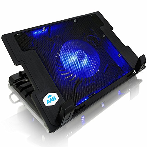 AABCOOLING NC20 - Refroidisseur PC Portable avec 125mm Ventilateur, Inclinaison Réglable et Rétroéclairage Bleu, PC, Accessoires PC, Support pour PC Jusqu'à 15,6 Pouces et Consoles, Laptop Cooler
