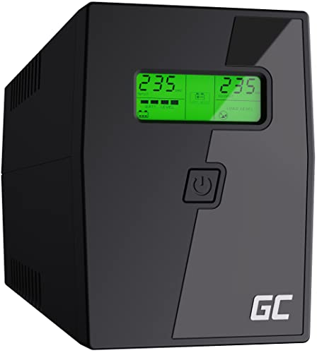 Green Cell UPS Onduleur 600-999VA (360W) 230V Alimentation d'énergie Non interruptible Line-Interactive AVR Alimentation sans Interruption pour Ordinateur USB RJ11 2X Schuko Prises Affichage LCD