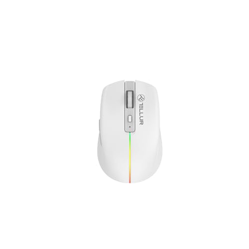 TELLUR Souris sans Fil avec clic Silencieux, Rechargeable, Nano-récepteur USB 2,4 GHz, Souris sans Fil avec clic Silencieux, 1600 DPI, Bande Lumineuse RVB, Design Fin et léger à Transporter (Blanc)