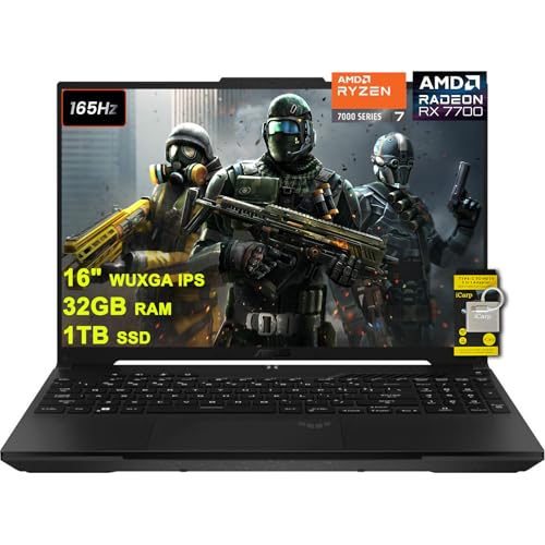 ASUS TUF Gaming A16 Ordinateur portable 16 WUXGA 165 Hz 100 sRGB AMD 8-core Ryzen 7 7735HS 32 Go de RAM 1 To SSD Radeon RX 7700S 8 Go ( RTX4060) rétroéclairé USB4 Charge rapide AI Noise Cancelation