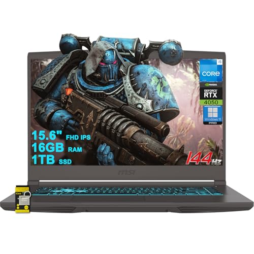 MSI Ordinateur portable de jeu mince 15 pouces FHD IPS 144 Hz Intel Octa-core i5-13420H (Beats i7-11800H) 16 Go de RAM 1 To SSD GeForce RTX 4050 rétroéclairé USB-C Win11Pro avec concentrateur ICP