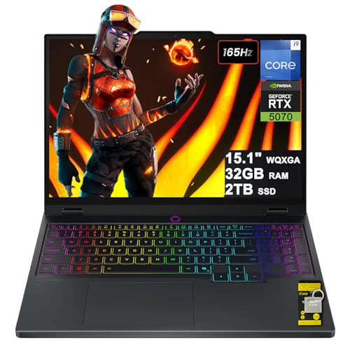 Lenovo Legion 5i Ordinateur portable de jeu alimenté par l'IA WQXGA 2560 x 1600 OLED 165 Hz Intel 24-core i9-14900HX 32 Go de RAM 2 To SSD GeForce RTX 5070 DLSS4 (jusqu'à 798 AI Tops) RGB rétroéclairé