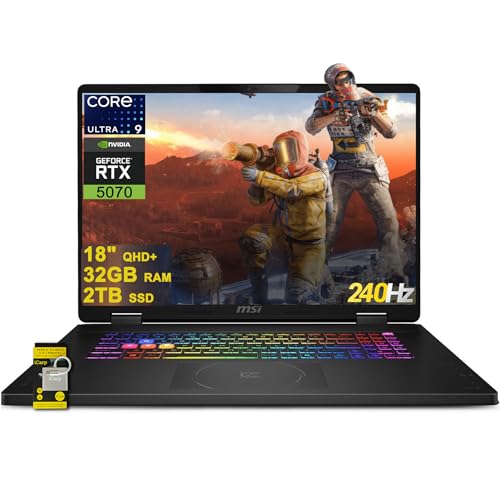 MSI Crosshair 18 HX AI Ordinateur portable de jeu 18 QHD IPS 240 Hz Intel 24-core Ultra 9 275HX ( i9-14900HX) 32 Go DDR5 2 To SSD GeForce RTX 5070 (jusqu'à 798 AI TOPS) RGB rétroéclairé Thunderbolt