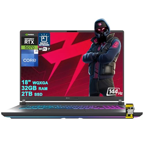 ASUS ROG Strix G18 G815 Gaming AI Laptop 18 WUXGA 144Hz (100 sRGB) Intel 24-core i9-14900HX 32 Go de RAM 2 To SSD GeForce RTX 5070 GDDR7 (jusqu'à 798 AI Tops) Rétroéclairé RVB WiFi7 Win111 Centre