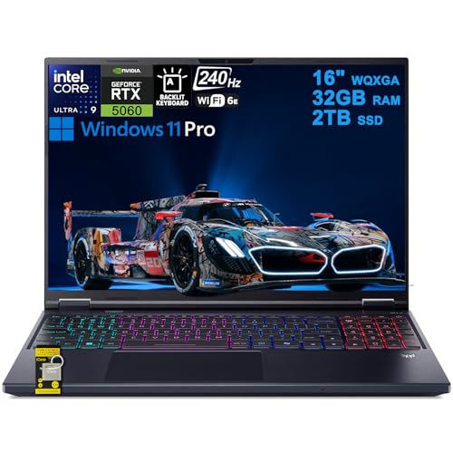 acer Predator Helios Neo 16S AI Ordinateur portable de jeu 16 2560 x 1600 OLED 240 Hz (100 DCI-P3 G-SYNC) Intel 24-core Ultra 9 275HX 32 Go DDR5 2 To SSD GeForce RTX 5060 GDDR7 (jusqu'à 572 AI Tops