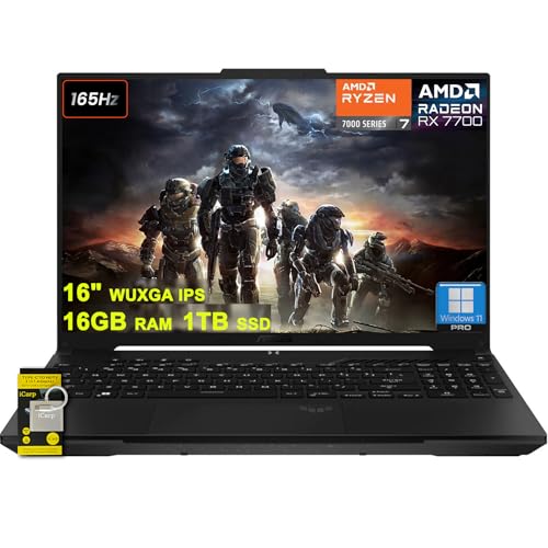 ASUS TUF Gaming A16 Ordinateur portable 16 WUXGA 165 Hz 100 sRGB AMD 8-core Ryzen 7 7735HS 16 Go DDR5 1 To SSD Radeon RX 7700S ( RTX4060) rétroéclairé USB4 AI Noise Cancelation Win11Pro w ICP