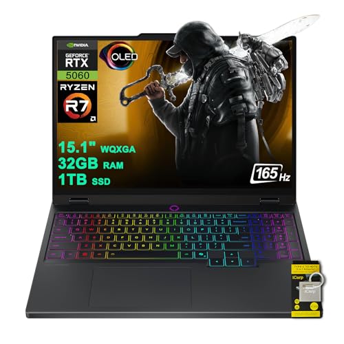 Lenovo Legion 5 Ordinateur portable de jeu AI alimenté par l'IA 15,1 WQXGA 2560 x 1600 OLED 165 Hz AMD Octa-core Ryzen 7 260 32 Go de RAM 1 To SSD GeForce RTX 5060 DLSS4 (jusqu'à 572 AI Tops) Harman