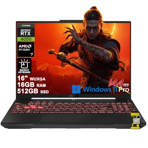 ASUS TUF Gaming A16 Ordinateur portable 16 WUXGA IPS 144 Hz AMD 8 cœurs Ryzen 7 170 16 Go de RAM 512 Go SSD GeForce RTX 4050 RVB rétroéclairé Type-c AI Annulation du bruit Win11Pro ICP Hub