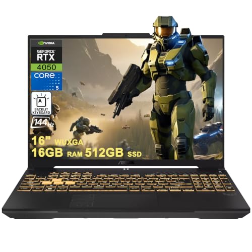 ASUS TUF Gaming F16 Ordinateur portable 16 WUXGA IPS 144 Hz Intel 8-core 5 210H 16 Go de RAM 512 Go SSD GeForce RTX 4050 RVB rétroéclairé Thunderbolt Win11 ICP Hub
