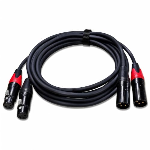 Lot de 2 câbles de microphone XLR mâle vers femelle, 1,8 m, cordon de micro équilibré à 3 broches, connecteurs plaqués or OFC 20 AWG, compatibles avec Focusrite Scarlett, Shure, enregistrement studio