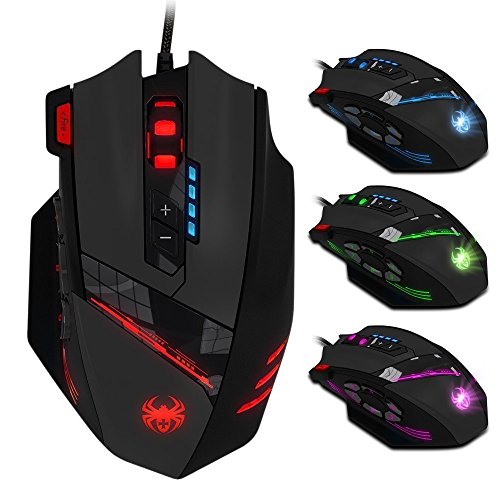 zelotes Souris Gamer Ergonomique Haute Performance,12 Boutons Programmables,Poids Tuning,Réglage 4 DPI,RGB,USB Souris Gaming pour PC,Mac,Idéal pour Les Jeux et Bureau