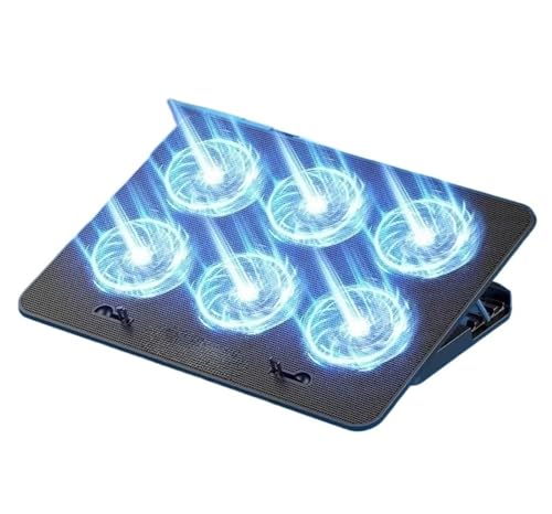 Refroidisseur PC Portable Laptop Cooling Pad Refroidisseur d'ordinateur Portable de Jeu 13-18 Pouces, Six Ventilateurs, Vitesse du Vent réglable,Tapis de Refroidissement pour Ordinateur Portable