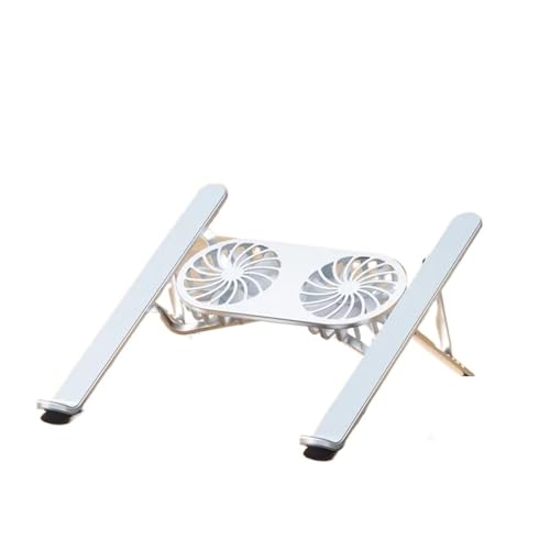 Support de Base Pliable pour Ordinateur Portable, Double Ventilateur,Support réglable pour Ordinateur Portable, Refroidisseur de Tablette(Silver Without Light)