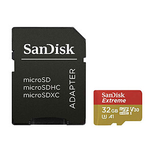 SanDisk Extreme Action Camera microSDHC UHS I U3 V30 A1 32 Go Adaptateur SD