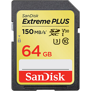 SanDisk Carte memoire SDXC Extreme PLUS UHS 1 U3 V30 64 Go
