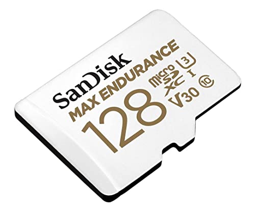 SanDisk MAX ENDURANCE Video Monitoring for Dashcams Home Monitoring 128 GB microSDXC Memory Card SD Adaptor 60,000 Hours Endurance