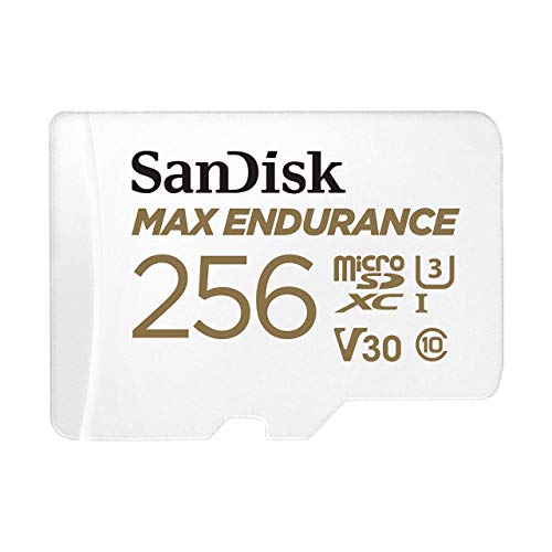 SanDisk MAX ENDURANCE Video Monitoring for Dashcams Home Monitoring 256 GB microSDXC Memory Card SD Adaptor 120,000 Hours Endurance , White