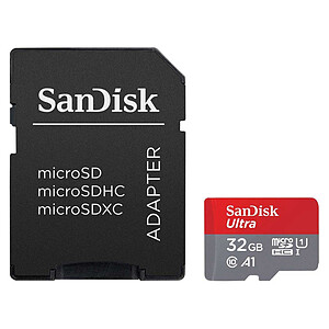 SanDisk Ultra microSDHC 32 Go Adaptateur SD SDSQUA4 032G GN6MA
