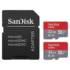 SanDisk Ultra microSDHC 32 Go x2 Adaptateur SD SDSQUA4 032G GN6MT