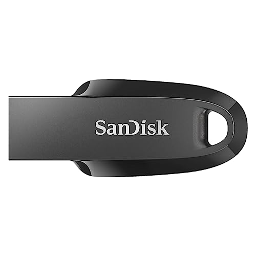 SanDisk Ultra Curve 128 Go Flash Drive, Clé USB 3.2, des vitesses allant jusqu'à 100 Mo s, Rescue Pro Deluxe Software, Porte-clés intégrée, Noir