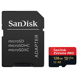 SanDisk Extreme PRO microSDXC UHS I U3 128 Go Adaptateur SD
