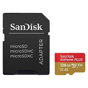 SanDisk Extreme PLUS microSDXC UHS I U3 128 Go Adaptateur SD