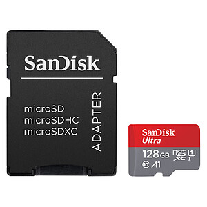 SanDisk Ultra microSD UHS I U1 128 Go 140 Mo s Adaptateur SD
