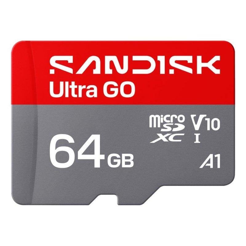 Sandisk Carte mémoire Sandisk Ultra GO 64GB UHS-I 140MB s V10 Grey Red