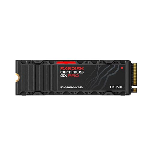 SANDISK Optimus GX Pro 850X NVMe SSD avec dissipateur Thermique 4 to (Jusqu’à 7 300 6 600 Mo s Vitesses de Lecture écriture séquentielles, M.2 2280, PCIe 4.0, Jusqu’à 2 400 ToW)