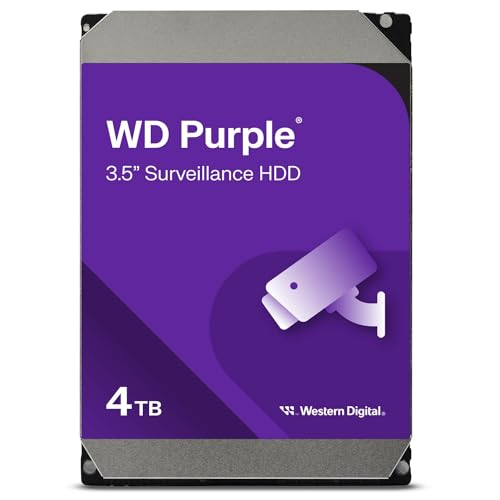 Western Digital - WD Purple 4To - Disque dur interne pour la vidéo surveillance avec technologie Allframe 4K™ - 3.5 SATA 6 Go s, 180To an, 64Mo Cache, 5400rpm - WD40PURZ