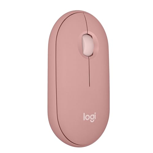 Logitech Pebble Souris sans fil avec récepteur Bluetooth ou récepteur 2,4 GHz, silencieuse, mince, avec clics silencieux, pour ordinateur portable Notebook iPad PC Mac Chromebook – Rose