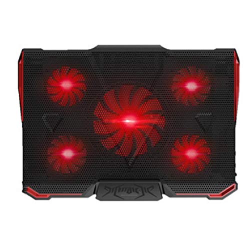MYBA Refroidisseur PC Portable Gaming Notebook Cooler 12-17 Pouces Laptop Cooler Cooling Pad Double Ports USB 2.0, Portable 4 Angle réglable Refroidisseur Ordinateur Portable (Color Black-Red)