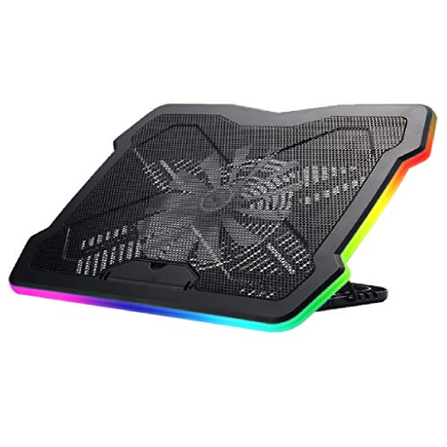 Refroidisseur PC Portable RGB Laptop Cooling Pad avec LED Gaming Laptop Cooler USB Powered ventilateur portable silencieux Très stable Support Compatible jusqu'à 17 Refroidisseur Ordinateur Portable