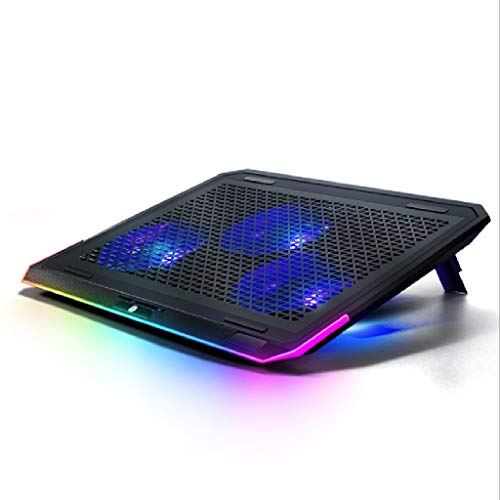 Refroidisseur PC Portable RVB Laptop Cooling Pad 12-17 pouces for ordinateur portable avec 3 ventilateurs silencieux et un contrôle tactile, Panneau de Pure Metal Cooler Portable Refroidisseur Ordinat