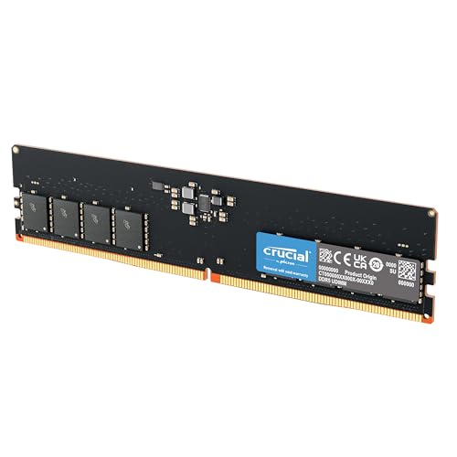 Crucial RAM DDR5 16Go 4800MHz, PC Mémoire, CL40 - CT16G48C40U5