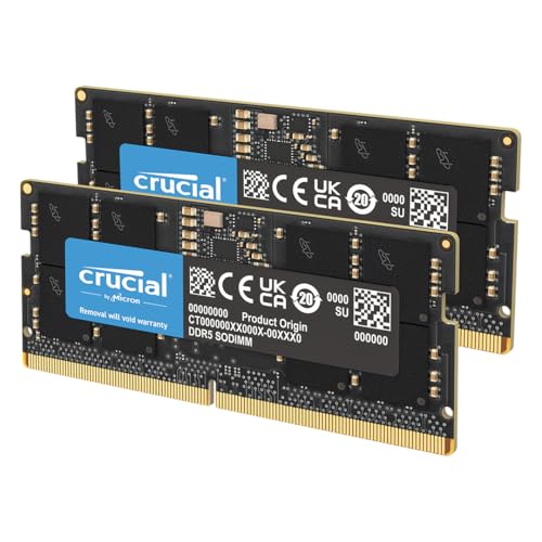 Crucial RAM DDR5 128Go Kit (2x64Go) 5600MHz SODIMM, Mémoire pour Ordinateur Portable, Mini PC (ou 5200MHz 4800MHz) CL46- CT2K64G56C46S5