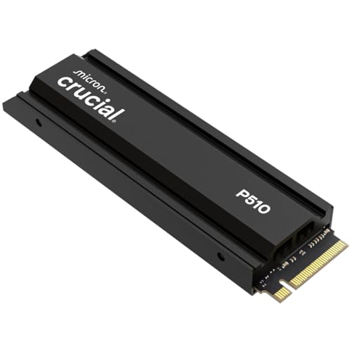 Crucial P510 SSD 1To PCIe 5.0 x4 Gen5 NVMe M.2 avec Dissipateur, Lecture jusqu'à 11.000 Mo s, écriture jusqu'à 9.500 Mo s, Ordinateur de Bureau et PS5, TLC NAND, Disque Dur Interne - CT1000P510SSD5-01