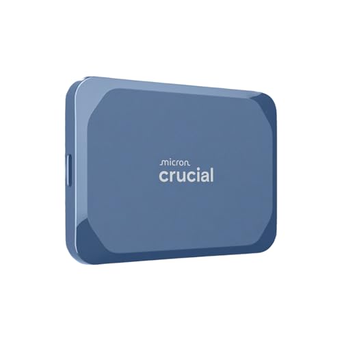Crucial X10 4To Disque SSD Externe Portable, Jusqu’à 2100Mo s, USB-C 3.2 Gen2, Résistance à la poussière et à l'eau classée IP65, Disque Dur Externe, Bleu Mat - CT4000X10SSD9-02