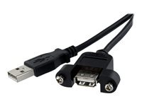 StarTech.com StarTech.com Cable USB 2.0 a montage sur panneau de 30cm - Rallonge USB monte sur goulotte - Cordon USB A vers A - F M - Black - rallonge de cable USB - USB pour USB - 30 cm