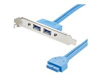 StarTech.com StarTech.com Cable adaptateur USB 3.0 IDC 20 broches vers plaque a 2 ports USB A encastres - 1x IDC femelle - 2x USB 3.0 A femelles - panneau USB - USB type A pour IDC 20 broches - 50 cm