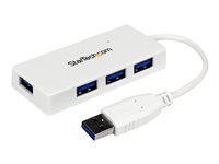 StarTech.com StarTech.com Hub USB 3.0 a 4 ports avec cable integre - Concentrateur USB SuperSpeed portable - Mini hub USB3 - White - concentrateur (hub) - 4 ports