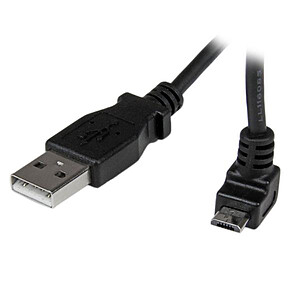 StarTech com Cable USB 2 0 A male micro USB B male coude 90A vers le haut 2 m Black
