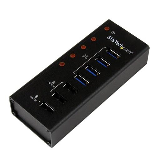 Startech StarTech.com Hub USB 3.0 (5Gbps) Alimenté de 4 ports avec Station de Recharge de 3 ports USB (2 x 1A, 1 x 2A) - Fixation Murale