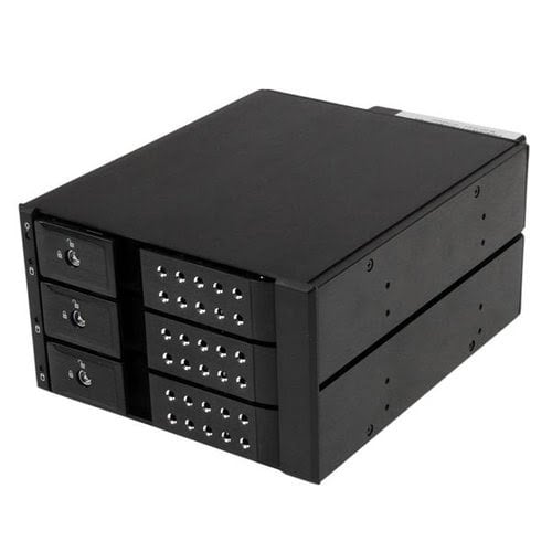 StarTech.com StarTech.com Rack Backplane Mobile en Aluminum Sans Tiroir pour 3 Disque Dur SAS II SATA III 6Gbps, Hot Swap avec Ventilateur et Serrure - Rack de stockage mobile